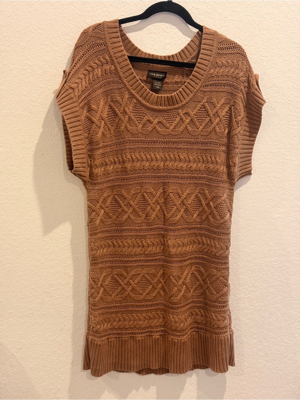 Lane Bryant Camel Cable-Knit Tunic Sweater Vest‎